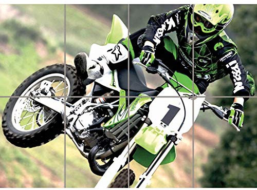 Doppelganger33 LTD Green Motocross Motorbike Motor Sport XL Giant Panel Poster Art Print (8 Sections)