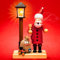 Sikora RM-A-LED Holz Räuchermännchen mit batteriebetriebener beleuchteter LED Laterne, Farbe/Modell:A24 Weihnachtsmann mit LED Laterne, Größe:Höhe ca. 18.5 cm