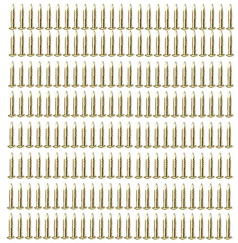 RZDEAL 200 PCS Miniature Nails Round Head Brass Nails for Small Hinges Doll Houses Delicate Boxes Mini Craft Projects(DIY, 0.05'' x 0.3'')