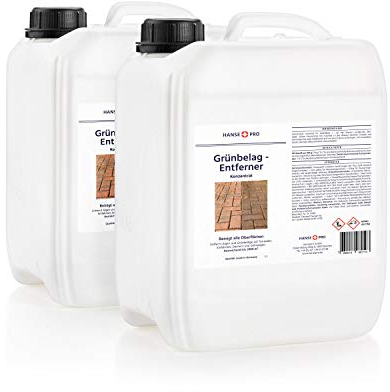 HANSE PRO Grünbelag-Entferner, 2 x 5 Liter I Konzentrat I universell einsetzbar I Algenentferner I Steinplattenreiniger I für Haus, Garten und Markise I ausreichend für bis zu 4000 qm²