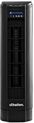 Schallen 15 Electric Air Cooling Quiet Oscillation Floor Desk Mini Tower Fan with Timer & Speed Settings (Black)