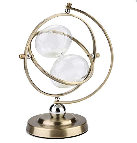 Gold Metall 15 Minuten rotierende Sanduhr, Klassische Sandglasuhr Timer Wein ERN¨¹chternde Zeitschaltuhr im Wohnzimmer, Schlafzimmer, 10,23 x 7,48 Zoll