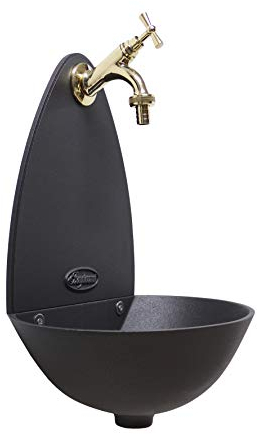 Fonderia Bongiovanni | Fontaine de Jardin | Fontaine Murale | Modèle Palma | avec Robinet Laiton Poli | pour Maison Jardin | Fontaine d'extérieur| Fontaine de Jardin extérieur