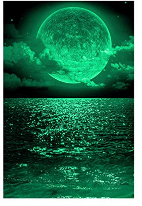 BESPORTBLE Leuchtende Wandaufkleber 3D Mond Fluoreszierende Wandtattoo Abnehmbar im Dunkeln Leuchten Poster Vinyl Wandkunst Wandbild Selbstklebend für DIY nach Hause L