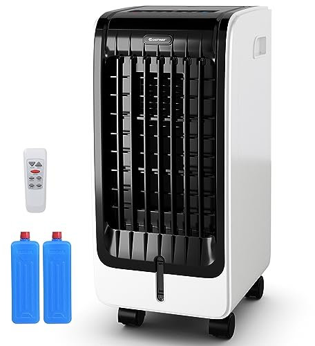 COSTWAY Condizionatore Climatizzatore Portatile Raffrescatore Evaporativo, con Telecomando, Funzione Raffreddatore e Umidificatore, Serbatoio Acqua 6L, 230V