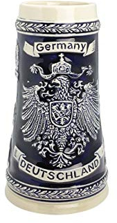 E.H.G Mittelalter Deutschland Deutscher Adler Kobaltblau Keramik Bierkrug 1 Liter