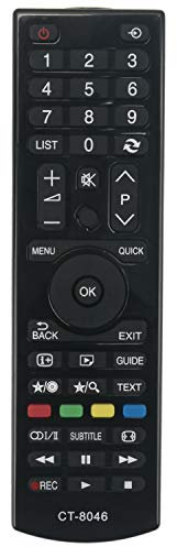 VINABTY CT-8046 Telecomando di ricambio per Toshiba 24D1533DB 24D1534DB 24D1543DG 24D1544DG 24D1633DB 24E1533DG 24W1543DG 24W1544DG 24W1633DB 32W1541DG 32W1543DG 32W1544DG 40H1533DG 40L1533DG40L1534DG