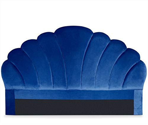 Menzzo Mermaid Kopfteil Bett 180cm, Samtbezug Blau