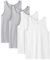 LAPASA Camiseta Tirante Hombre (Pack de 4) 100% Algodón Puro Ropa Interior sin Manga Masculino Tank Top Gym Deporte Ejercicio Gimnasio Verano M36 M Gris Claro y Blanco
