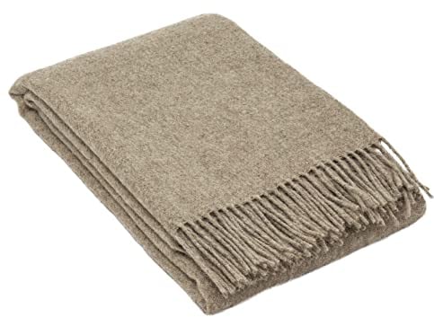 Wolldecke 140x200, 100% Schurwolle, warme & langlebige Decke, weiche Wohndecke Wolle, kuschelige Decke Wolle für Sofa & Bett, Hochwertige Schurwolldecke mit Fransen - Nostra ZELANDIA Wool Blanket
