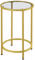Yaheetech Petite Table d’Appoint Ronde, Bout de Canapé de Salon, Guéridon, Table de Chevet, Plateau en Verre Trempé, pour Salon Chambre, Moderne Jaune Moutarde