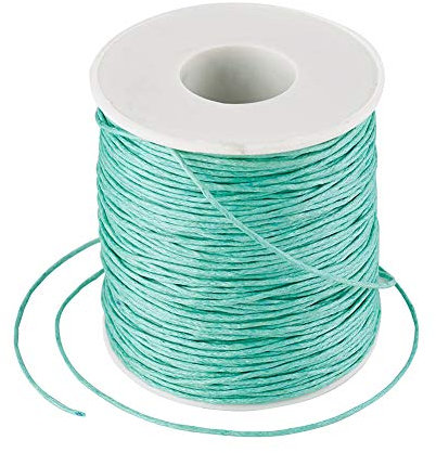 PandaHall - Cordón de algodón trenzado de 100 yardas/rollo de 1 mm, cuerda de algodón encerado para hacer joyas de bricolaje (aguamarina)