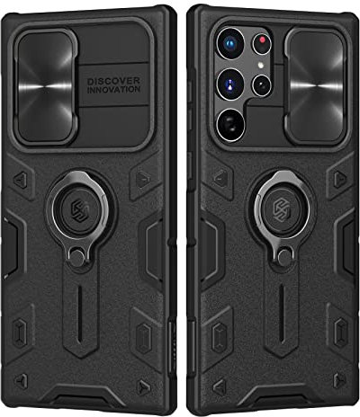 Nillkin Galaxy S22 Ultra 5G Case, CamShield Armor Case with Slide Camera Cover, PC TPU Impact-Resistant Bumpers Protective Case with Ring Kickstand Compatible with Samsung Galaxy S22 Ultra 6.8‘’ Black