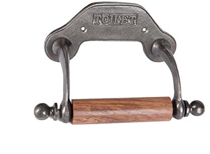 Soporte de rollo de inodoro industrial de 180 mm RAW: soporte de papel de baño montado en pared vintage de hierro fundido - por Hammer & Tongs