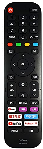Onlineaudioelectrical Télécommande de rechange compatible avec Hisense VIDAA Smart TV LED Netflix, YouTube, Prime, Rakuten TV EN2G30H HT269780
