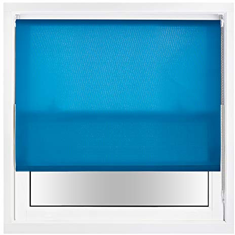 FURNISHED Daylight Roller Blinds with Metal Fittings, Trimmable - Teal, 175W x 165H cm