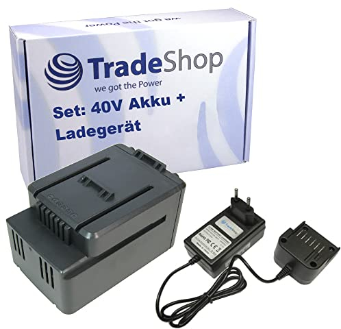 Trade-Shop 2in1 Set: Li-Ion Akku 40V / 2000mAh + Ladegerät inkl. Netzteil für Worx WG569E.9 WG776E.9 ersetzt WA3536 WA3734 / Gartengeräte