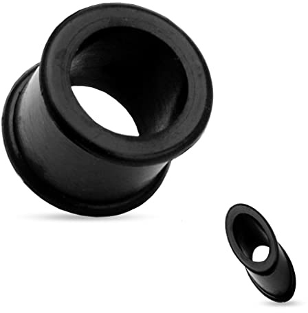Flexi Flesh Tunnel 4,0-24,0 mm aus Silikon FARBWAHL Ohrschmuck Piercing (22,0 mm, Schwarz)
