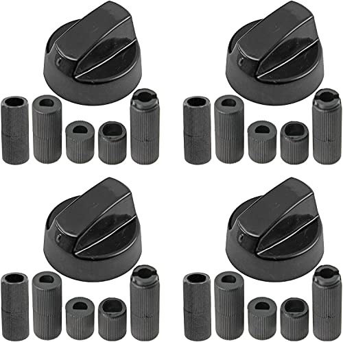 CG94 Boutons pour table de cuisson et four universels et kit raccords - Lot de 4 pièces de couleur noire