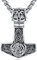 Wikinger Kette Herren Halskette 925 Sterling Silber Thors Hammer Anhänger Halskette Wikinger Amulett Nordischen Mythologie Wikinger Anhänger Schmuck Geschenk für Herren Damen (A-Thors Hammer)