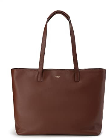 KNOMO Maddox Leather Laptop Tote Shoulder Bag Briefcase Work Handbag for Women, brown, L - 16 zoll