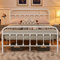 costoffs Metal Bed Frame 4ft6 Double Vintage Iron Platform Bed with High Headboard and Footboard, White