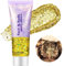 Go Ho Gold Face Body Glitter Gel 50ML,Singer Concerts Glitter Makeup,Holographic Long Lasting Chunky Sequins Glitters for Eye Lip Hair Nails,Festival Rave Accessories for Face Gems,02 Gold Glitter