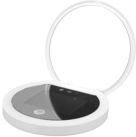 Espejo Cosmético UV,Espejo de Aumento 2X de Doble Cara de Mano con Cámara UV,Diseño de Espejo Compacto para Prueba de Protección Solar,Espejo de Tocador Recargable de 3,8 Pulgadas