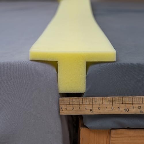 MOTTK 200 cm T-Form-Schaumstoff, füllt die Lücke zwischen Wand und Matratze, Bettverlängerung, Verbindungskissen, hochdichtes Lückenfüllkissen, schneidbarer Schaumstoff (200 x 4 cm)