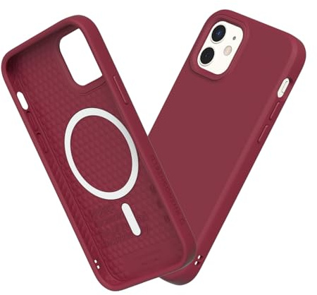 RhinoShield Hülle kompatibel mit [iPhone 12 Mini] | SolidSuit - MagSafe-kompatibel -Stoßdämpfende & schlanke Schutzhülle mit Premium Finish - 3.5 Meter Fallschutz - Bordeauxrot