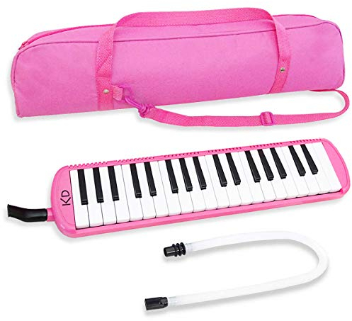 keepdrum Melodica 37 Tasten Pink Rosa mit Tragetasche, Mundstück und Schlauch