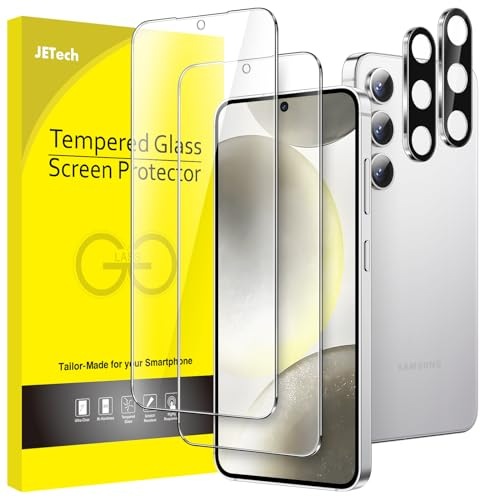 JETech Screen Protector for Samsung Galaxy S24 5G 6.2-Inch with Camera Lens Protector, Tempered Glass Film, Fingerprint ID Compatible, HD Clear, 2-Pack Each