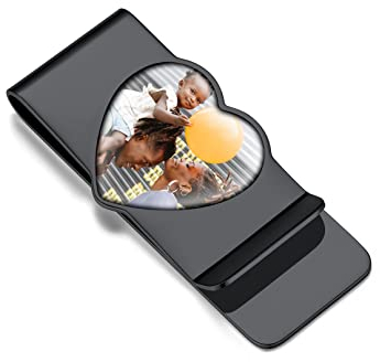 Bandmax Personalisierte Foto Geldklammern Herz Herren Damen Gold Geldscheinklammer herzförmig Edelstahl Money Clip für Kreditkarten