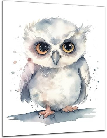 Munera Design - Bild 40x60 - süße Tiere Wasserfarben Eule - Wand-Bilder Kinder-Zimmer