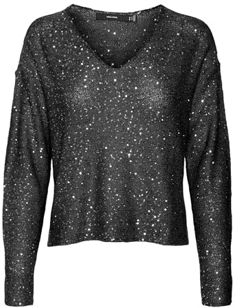 VERO Moda Damen Vmleilani New Ls V-Neck Pullover Strickpullover (1er Pack)