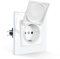CNBINGO Prise Schuko étanche avec couvercle à charnière, prise Schuko encastrée avec griffe, prise simple avec couvercle, prise murale en verre blanc, 1 compartiment, 16 A, 250 V