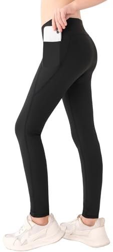 LIKCAISA Sport-Leggings für Mädchen mit Taschen Schwarze Activewear-Leggings aktive Yoga-Hose Lauf-Leggings für Kinder Jugendliche Mädchen 128,134,140,146,152,158,164