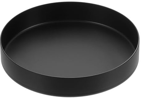 sourcing map Stainless Steel Decorative Tray 5 Round Serving Tray Metal Decorative Plate for Jewelry, Makeup, Candle, Kitchen Tableware, Black