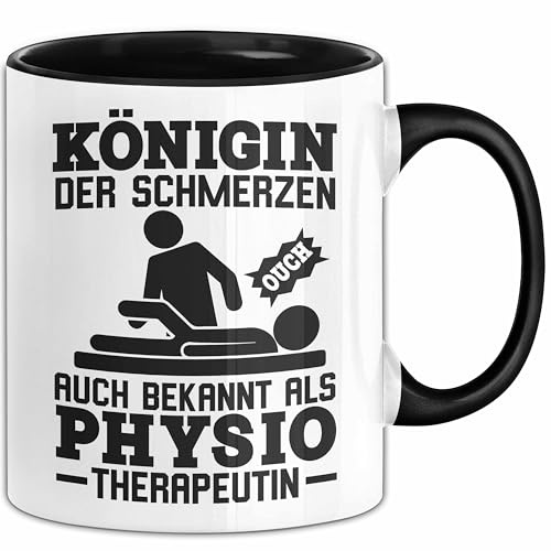 Physiotherapeutin Tasse Geschenk Königin Der Schmerzen Lustiger Spruch Geburtstag Weihnachten Kaffee-Becher (Schwarz)