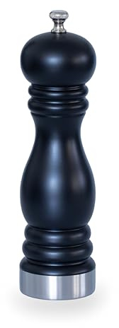 Lacor - 64515 - Mühle Black, Küchenmühle, Keramikmahlwerk, geeignet für Salz, Pfeffer, andere Gewürze, Gummiholz, verstellbarer Griff, klassisches Design, ergonomisch, Höhe 15 cm