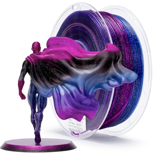 ZIRO Fast Gradient Twinkling PLA, Multicolor PLA Filament 1.75mm 1kg, Transluent 3D Printing Filament, Dimensional Accuracy +/-0.03mm, Fit Most 3D Printers, Galaxy