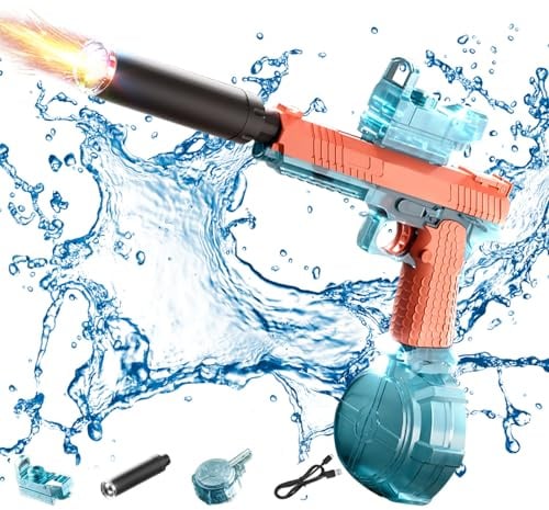 Ultimate Battle Blaster Wasserpistole - Elektrische Wasserpistole mit Reichweite 20m, Interaktiver Beleuchtung, Automatische Water Gun für Pool, Große Wasserpistole für Erwachsene Kinde (Gelb)