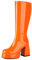 Roimaash DaHerren Mid-Calf Stiefel Für Frauen Metallic Lack Plateau Stiefel Blockabsatz Goth Punk Stiefel Gogo Disco Style Chunky Rave Stiefel Orange Size 39
