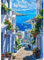 DAERLE Diamond Painting Straße mit Blumen, Diamant Painting Bilder Blaue Straße, DIY Diamant Vollbild Landschaft, Malen Nach Zahlen Erwachsene, 5D Diamant Painting für Wand Dekoration 30x40cm