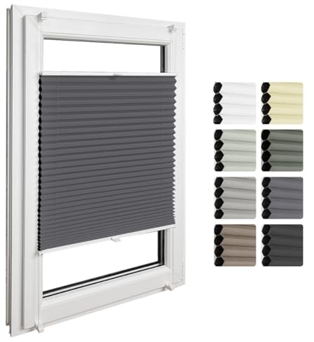 Home-Vision Premium Doppelplissee mit Klemmfix Weiß-Graphit B25 x H120cm | Wabenplissee ohne Bohren Modern Klemmfix Blickdicht Plissee Sonnenschutz Hitzeschutz Jalousie für Fenster Thermo