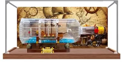 Vetrina in acrilico per Lego 21313 nave in bottiglia, antipolvere, protezione UV, vetrina su misura, regali, assemblaggio (tema B)