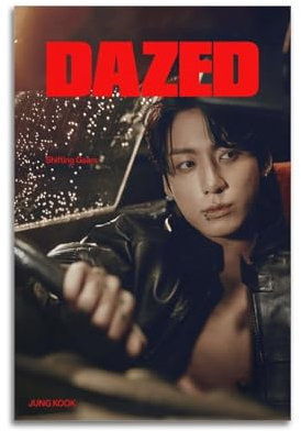 Jungkook Poster mit Albumcover, signiertes limitiertes Poster, Musikcover-Poster, Pop-Hip-Hop-Rap-Sänger-Star, Musikposter, ästhetische Leinwand, Wandkunst für Mädchen und Jungen, Teenager,