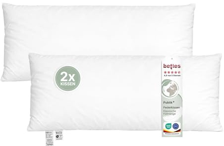 beties - Publik - 2erSet Feder Füllkissen 30x70 cm – 530 g Enten- & Gänsefedern – Langformat Innenkissen Inlett – waschbares Baumwoll-Inlett – Sofakissen, Dekokissen & Rückenkissen