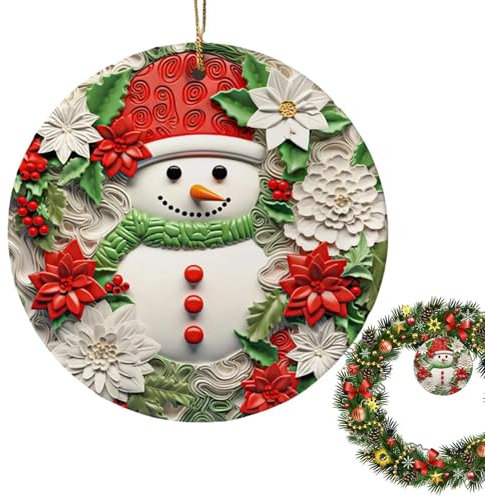 Ornamenti di Natale piatti in ceramica per Babbo Natale | Ornamenti di Natale 2D piatti in ceramica – Decorazione da parete per interni per la casa