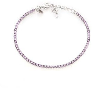 Louis Ciocchetti dal 1887 Bracciale Tennis Viola Argento 925 con Zirconi 5A da 2 mm e catena argento, Gioiello Elegante Regolabile per Donna – Idea Regalo Raffinata con Packaging Lusso – Qualità